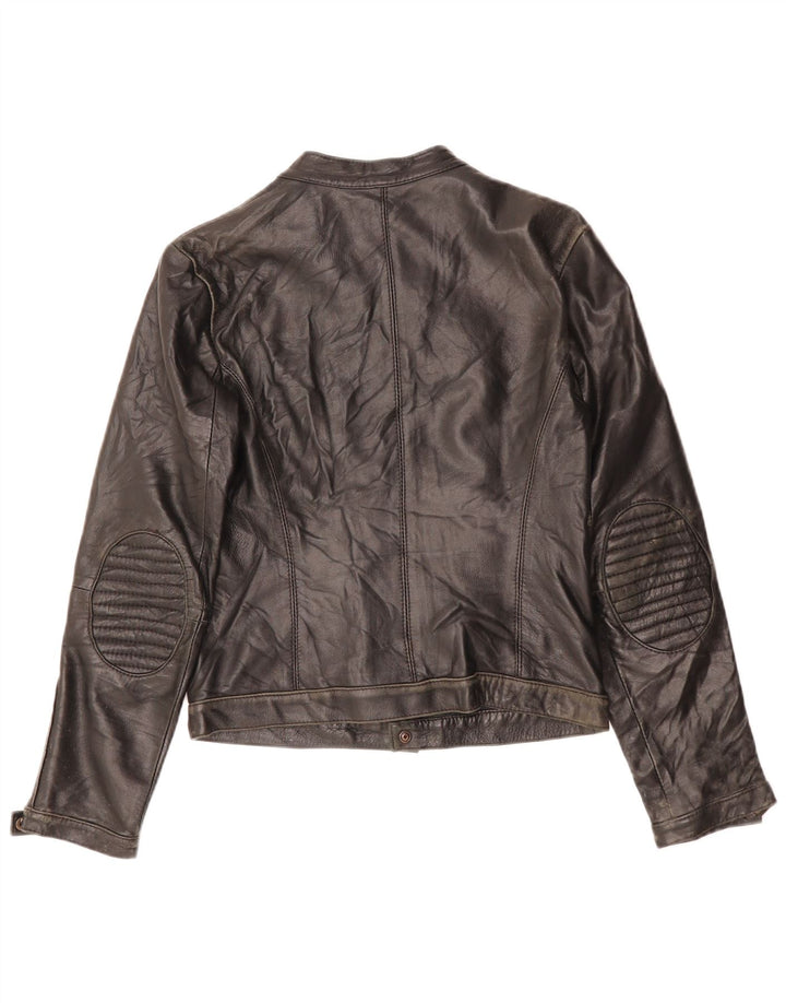 Jachetă de piele crop ZEN pentru femei UK 10 Mic din piele neagră