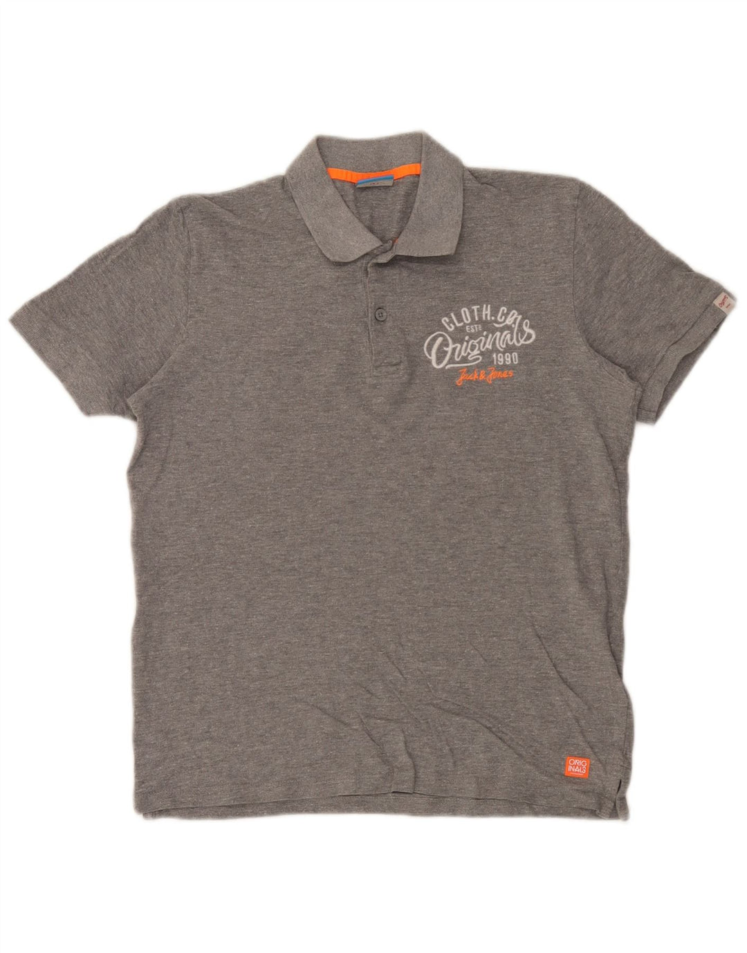 Cămașă polo cu grafică Jack & Jones pentru bărbați, bumbac cu pete gri mediu