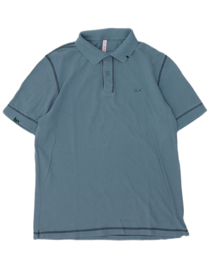 Tricou polo Sun68 pentru bărbați, bumbac albastru mediu