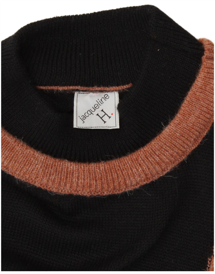 Pulover vintage pentru femei cu gât țestoasă EU 40 Medium Negru Retro