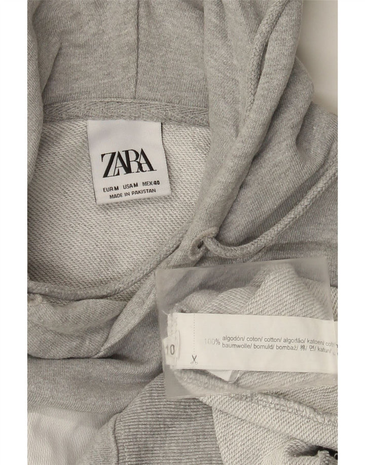 Pulover pentru bărbați Zara, bumbac color bloc, gri mediu