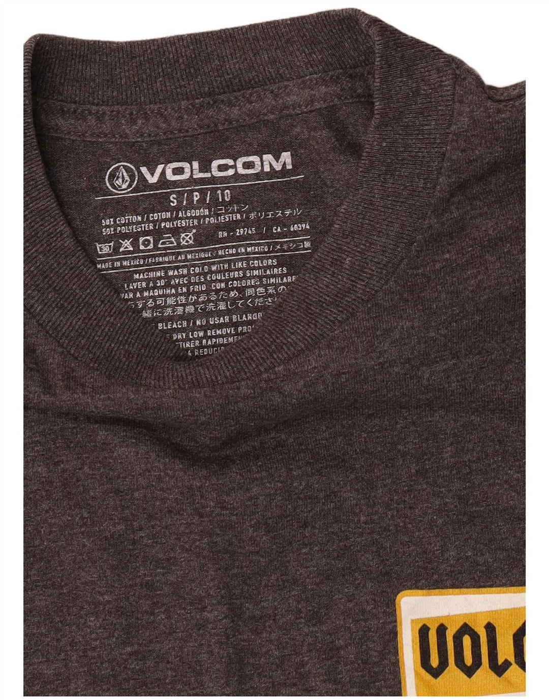 Tricou grafic pentru bărbați Volcom cu mânecă lungă, bumbac gri mic