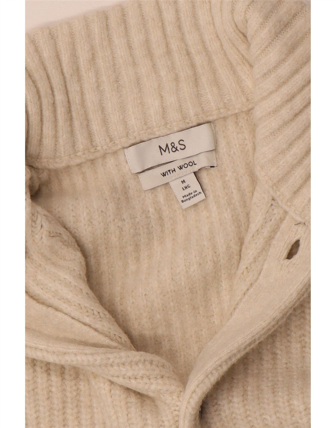 Pulover cardigan pentru bărbați Marks & Spencer, lână, bej mediu