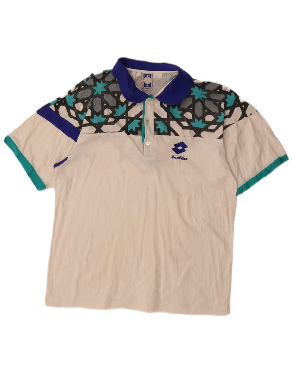 Tricou polo pentru bărbați Lotto XL Bumbac geometric alb