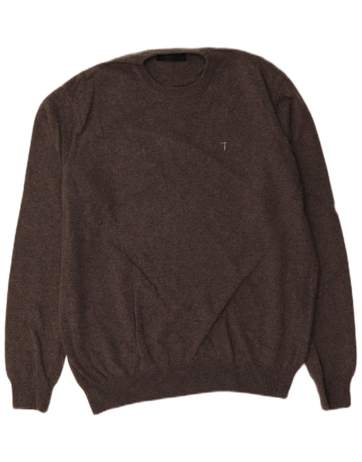 Pulover Trussardi pentru bărbați cu gât crew, XL, lână gri