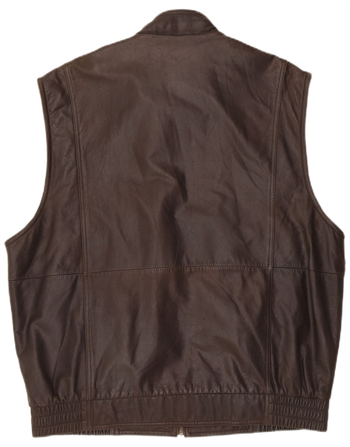 Gilet clasic din piele pentru bărbați David Moore EU 56 3XL piele maro