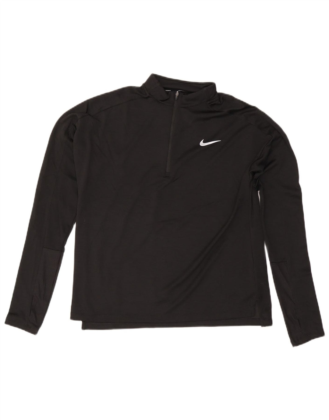 Top de trening NIKE Dri Fit, cu fermoar și gât, pentru femei UK 14 Medium Negru