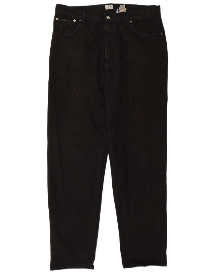 Blugi conici pentru femei CALVIN KLEIN W36 L34 bumbac negru