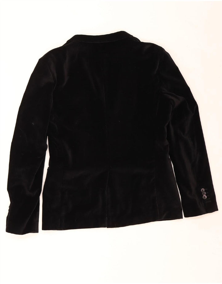 Jachetă pentru bărbați VINTAGE din catifea cu 2 nasturi UK 36 Mic Negru