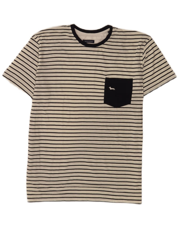 Harmont & Blaine Mens Narrow Fit T-Shirt Top XL White Striped Cotton