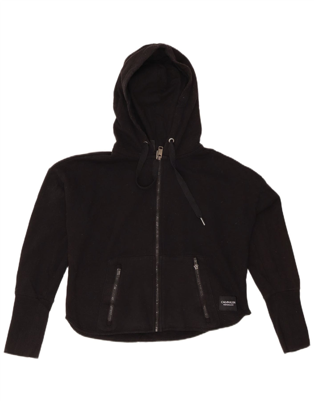 CALVIN KLEIN Pulover supradimensionat cu capota cu fermoar pentru femei UK 10 Small Black