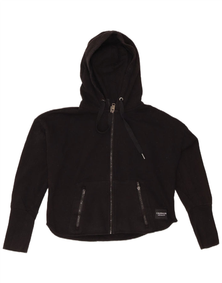 CALVIN KLEIN Pulover supradimensionat cu capota cu fermoar pentru femei UK 10 Small Black