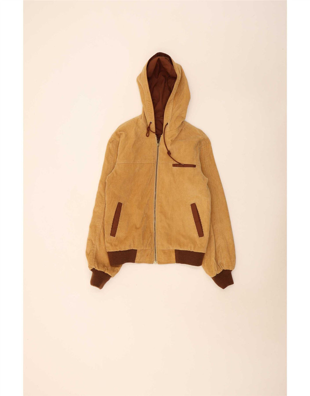Jachetă bomber reversibilă cu glugă vintage pentru bărbați UK 38 Maro mediu Colorblock