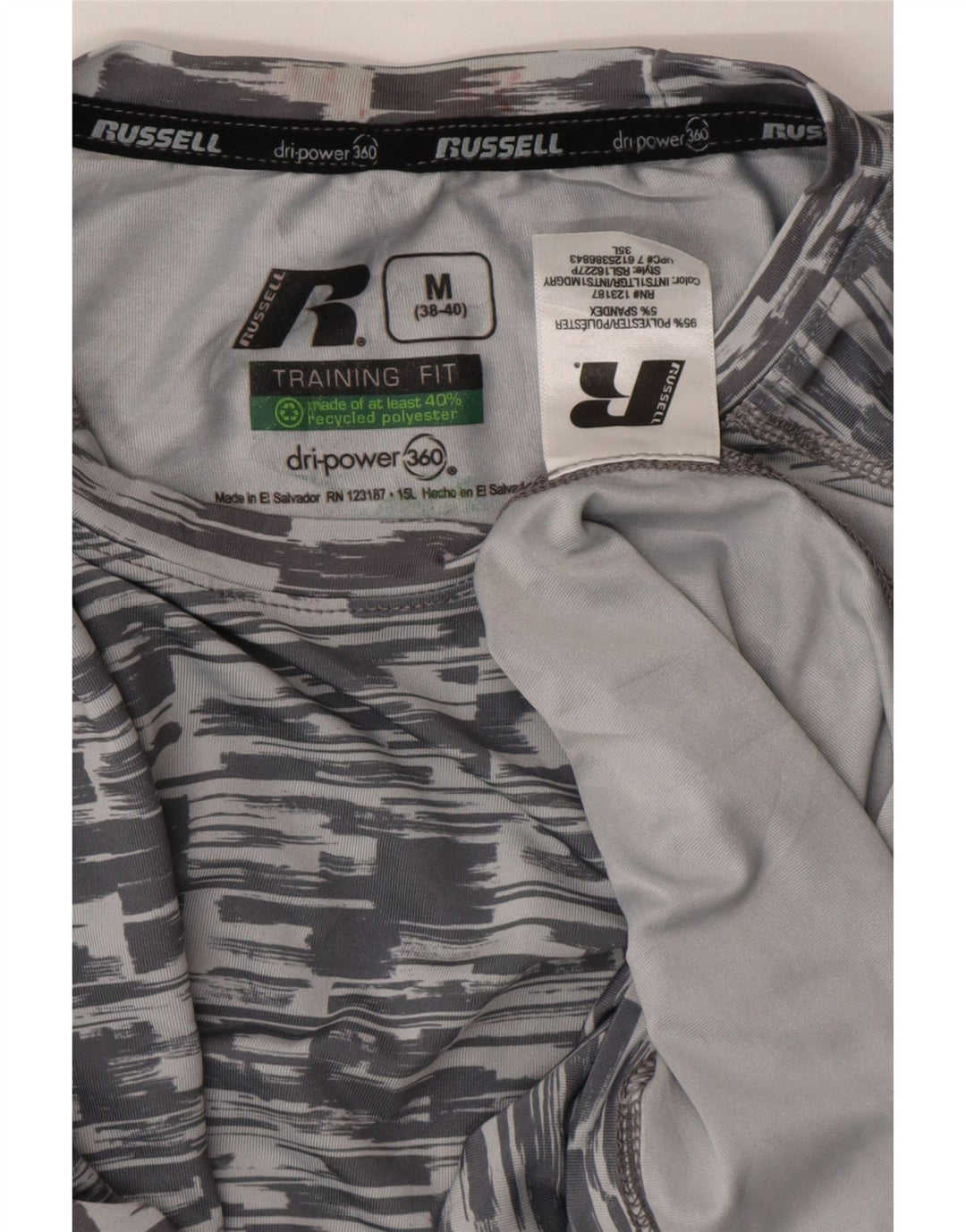 Tricou Dri-Power pentru bărbați RUSSELL ATHLETIC Top, gri mediu, cu dungi