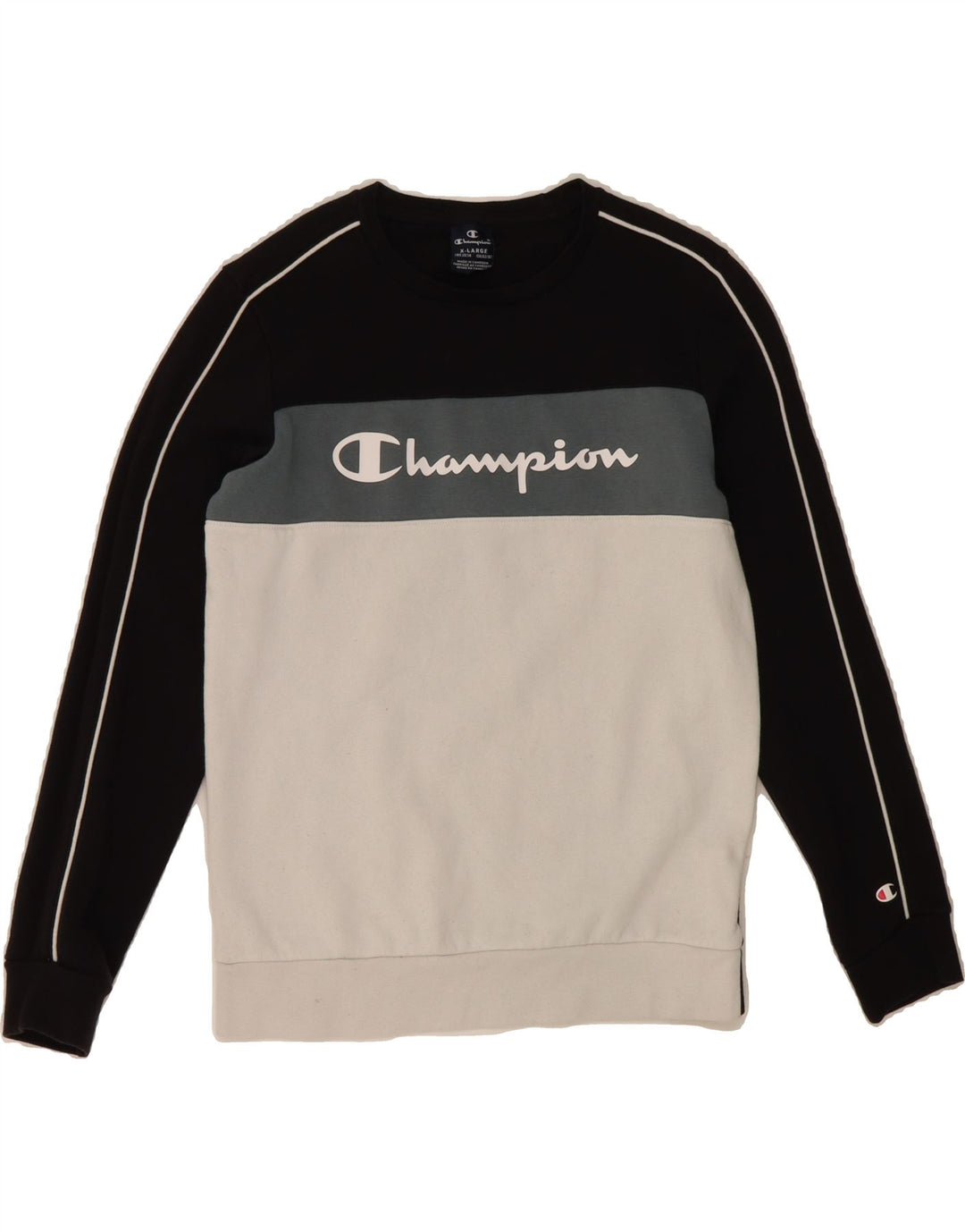 CHAMPION Boys Sweatshirt Jumper 13-14 Years XL Multicoloured Colourblock Vintage Champion and Second-Hand Champion from Messina Hembry 