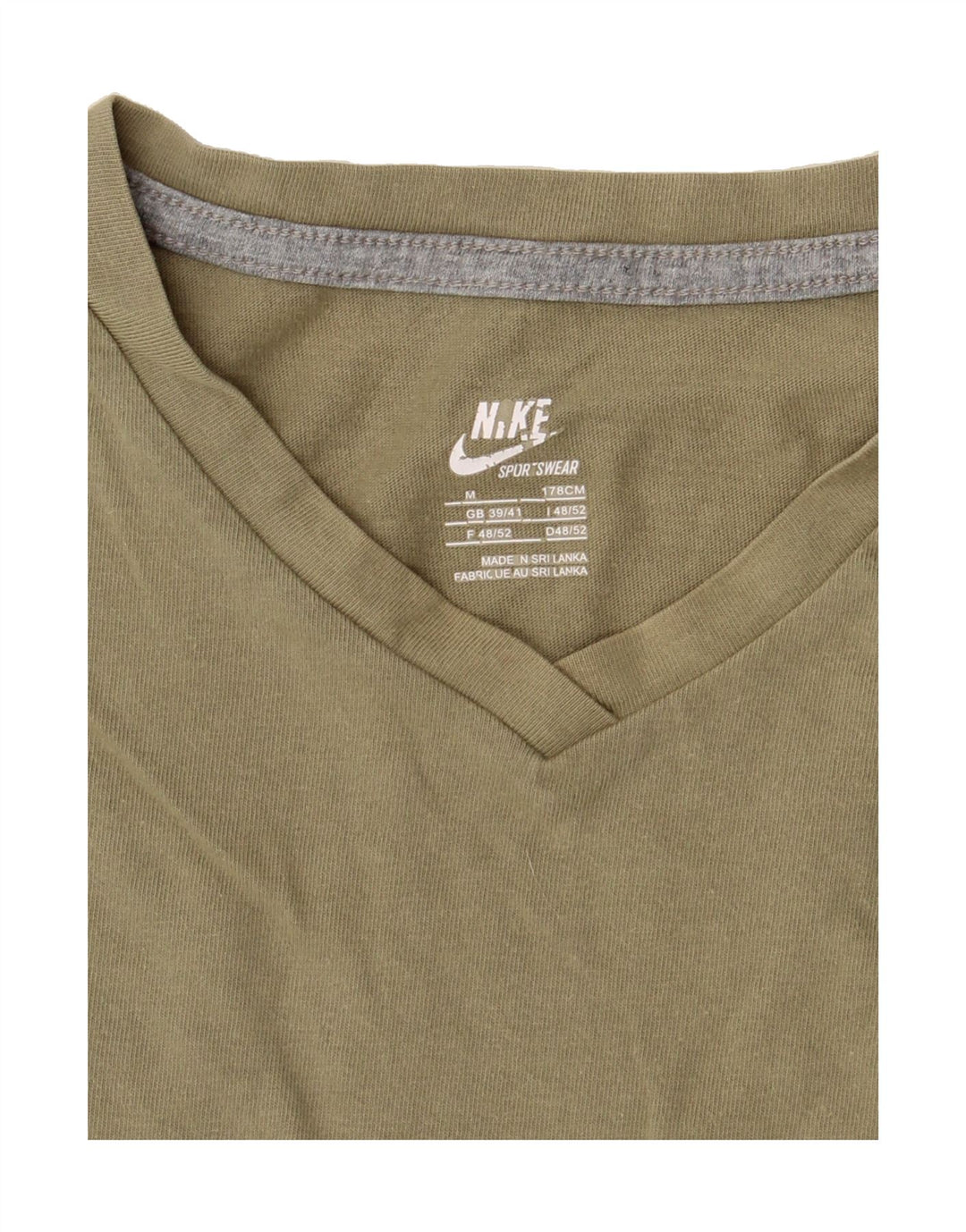 NIKE Mens T-Shirt Top UK 39/41 Medium Khaki Cotton Vintage Nike and Second-Hand Nike from Messina Hembry 