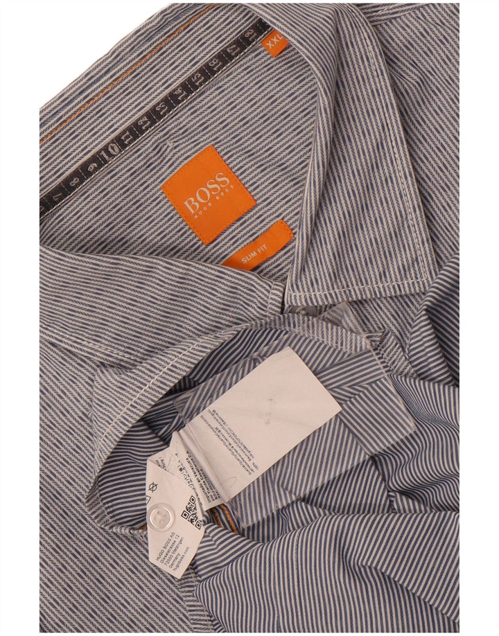 Cămașă pentru bărbați Hugo Boss Slim Fit 2XL, bumbac cu dungi albastre