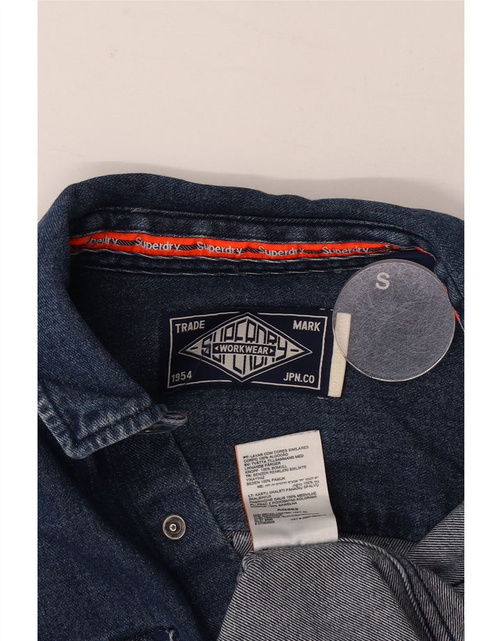 Cămașă de blugi pentru bărbați Superdry, bumbac albastru mic