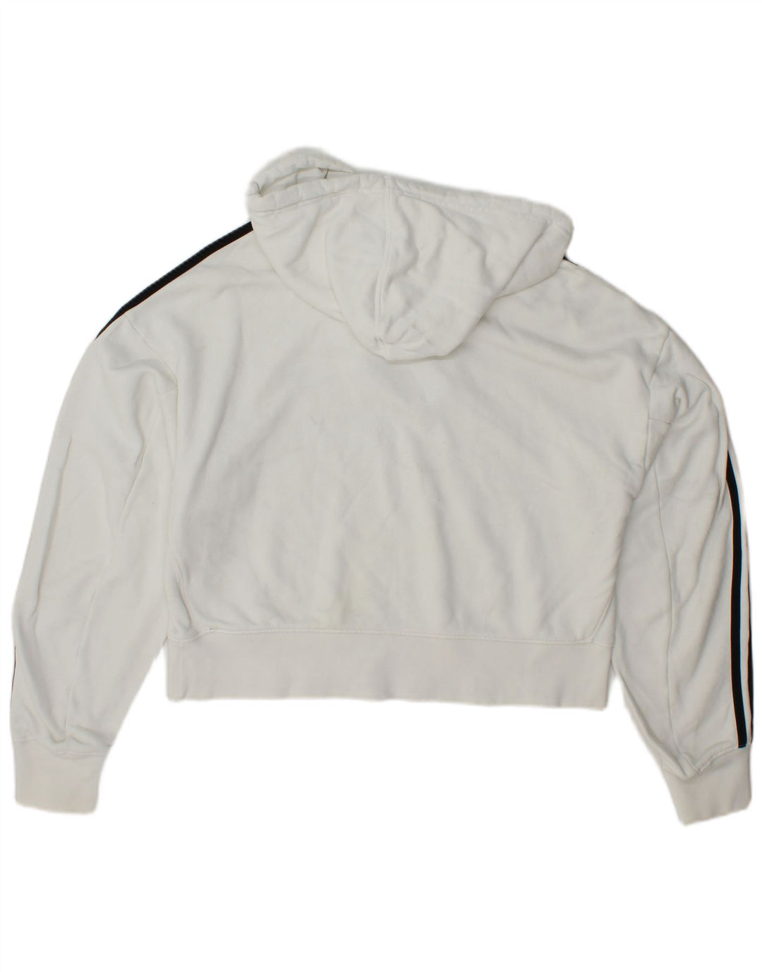 Pulover oversize crop hoodie ADIDAS pentru femei UK 8 mic bumbac alb