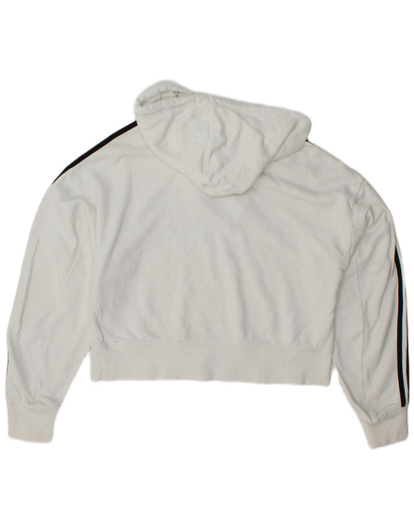 Pulover oversize crop hoodie ADIDAS pentru femei UK 8 mic bumbac alb