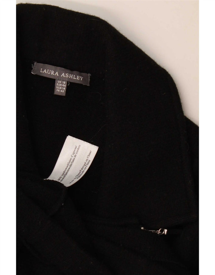 Jachetă pentru femei Laura Ashley, cu fermoar complet, UK 18 XL, lână de miel neagră
