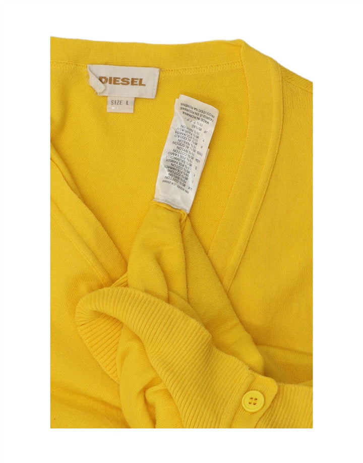 Pulover cardigan pentru bărbați Diesel mare, galben din bumbac