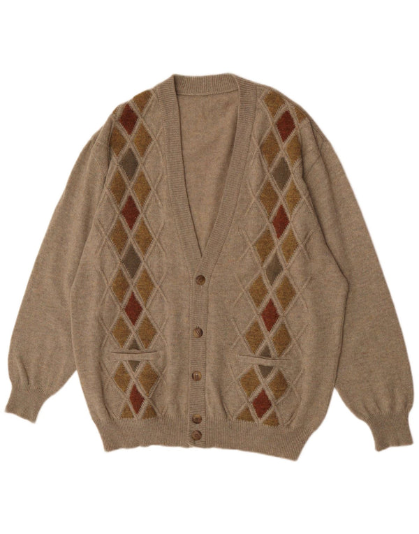 Pulover Cardigan Vintage pentru bărbați XL Maro Argyle/Diamond