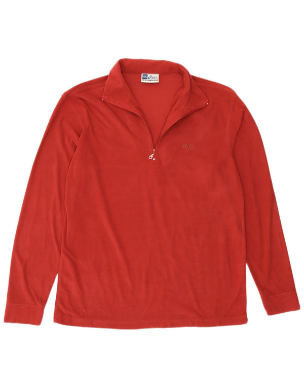 Pulover Asics pentru bărbați, cu fermoar și gât, din poliester burgundă mediu