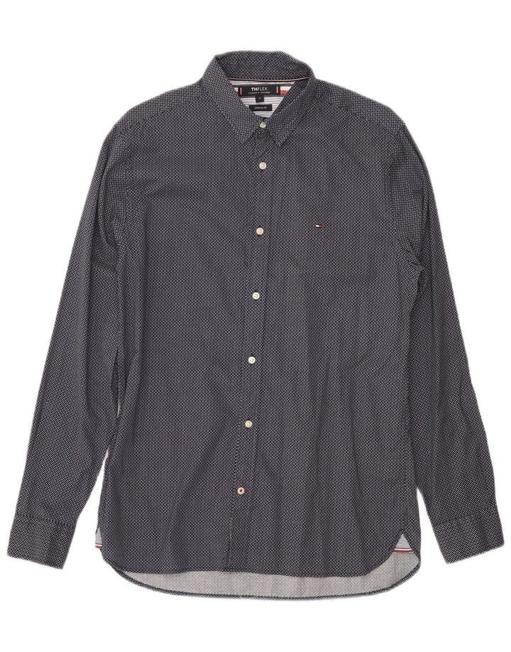 Cămașă pentru bărbați Tommy Hilfiger, cu o formă regulată, din bumbac cu pete, albastru marin mediu