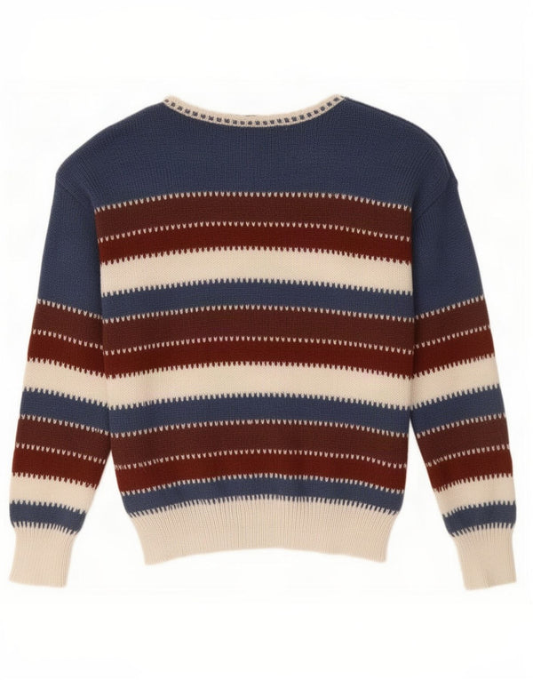Pulover vintage pentru femei cu gât de barcă UK 14 Medium, multicolor, cu dungi