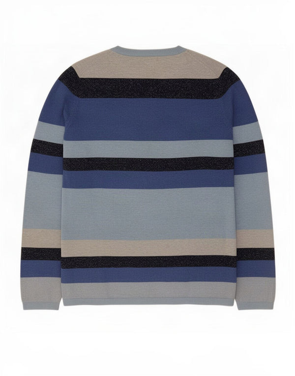 Pulover cu decolteu în V Tommy Hilfiger pentru femei UK 14 Medium Blue Striped