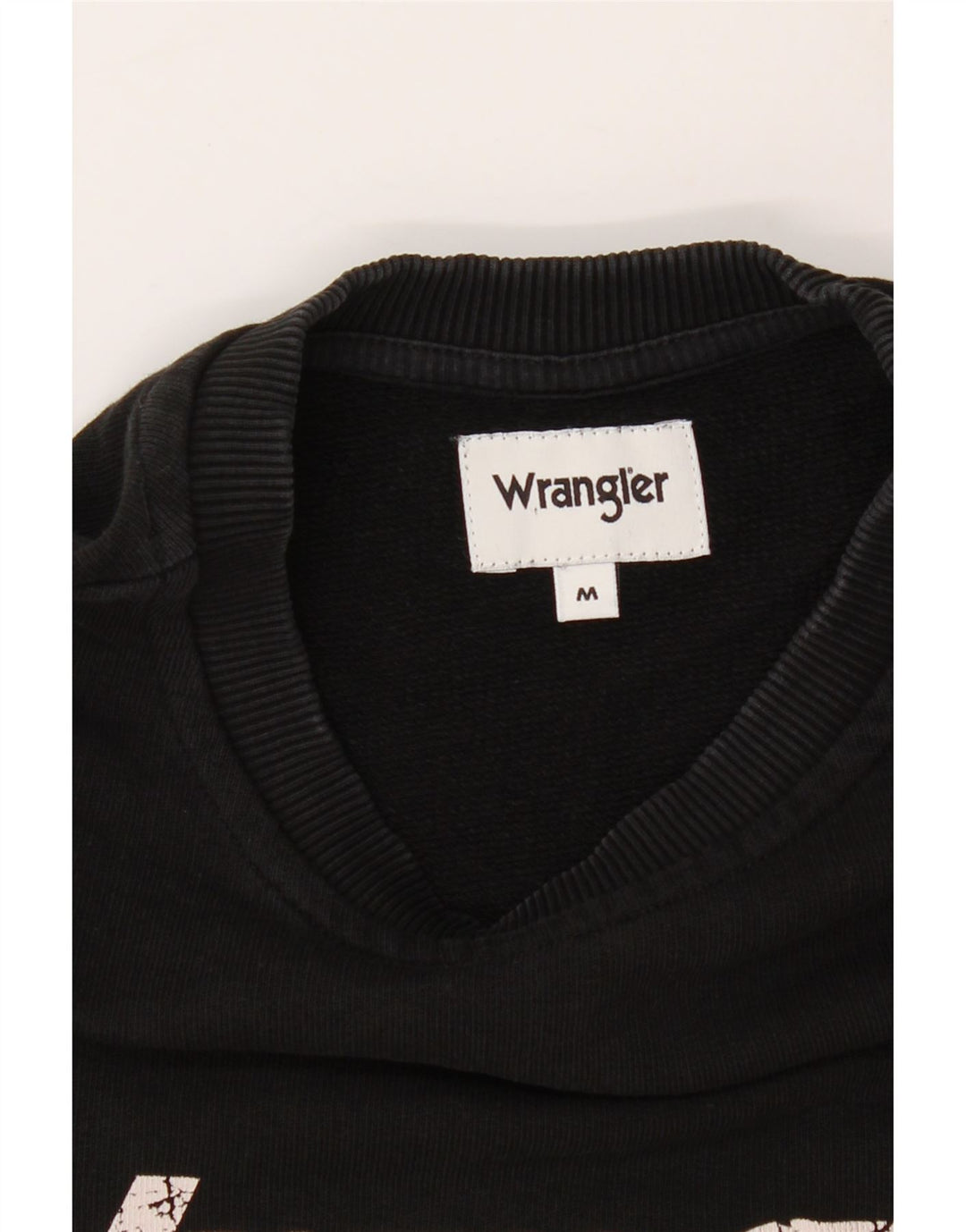 WRANGLER Womens Graphic Sweatshirt Jumper UK 14 Medium Black Cotton Vintage Wrangler and Second-Hand Wrangler from Messina Hembry 