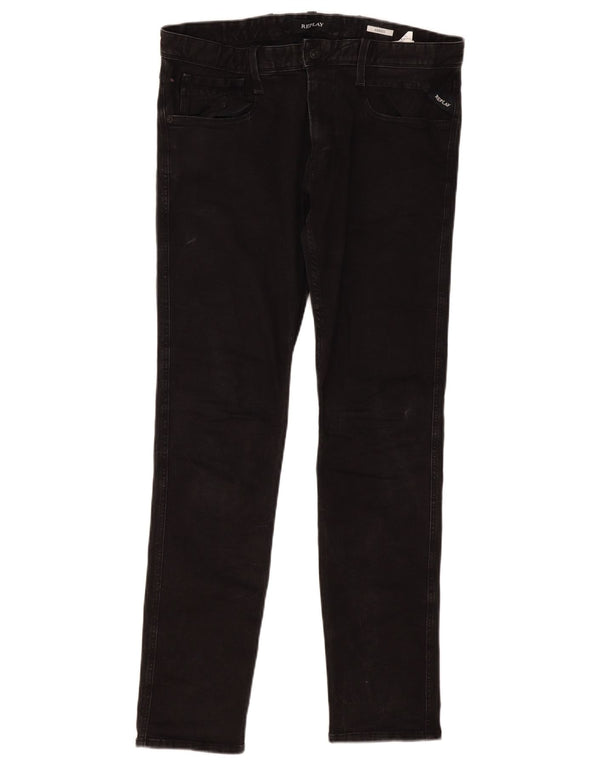 Replay Blugi Anbass Slim pentru bărbați W32 L32 bumbac negru