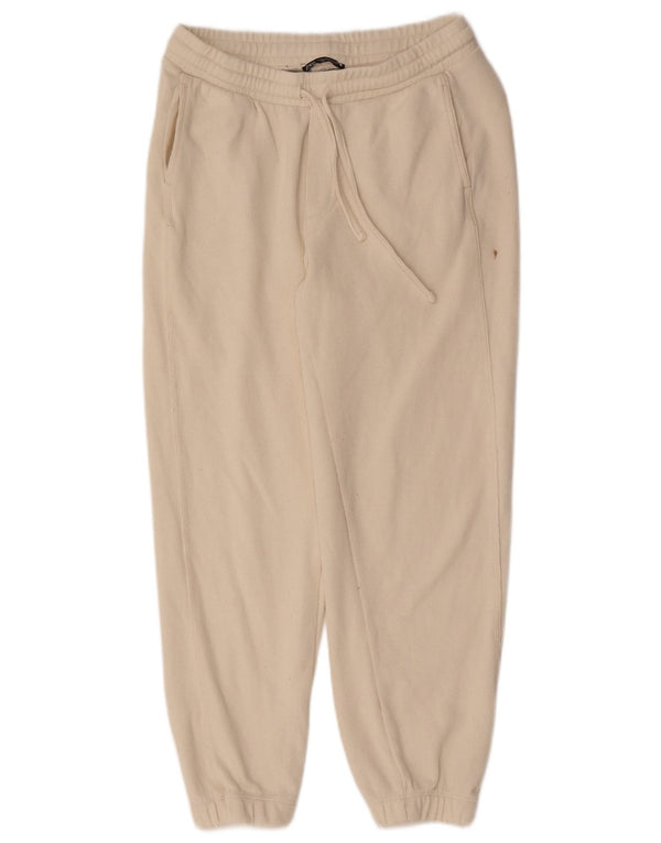 Zara Womens Tracksuit Trousers Joggers UK 12 Medium  Off White Cotton