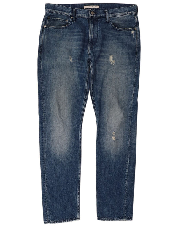 Blugi slim pentru bărbați Calvin Klein Distressed W34 L32 Blue