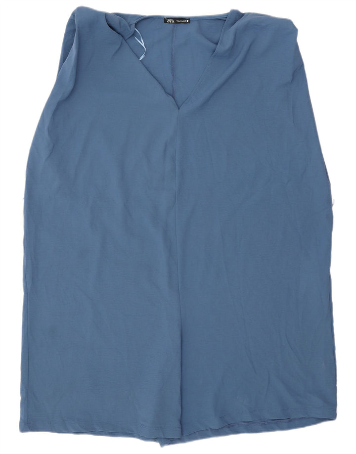 Costum pentru femei Zara fără mâneci UK 16, mare, albastru, poliester