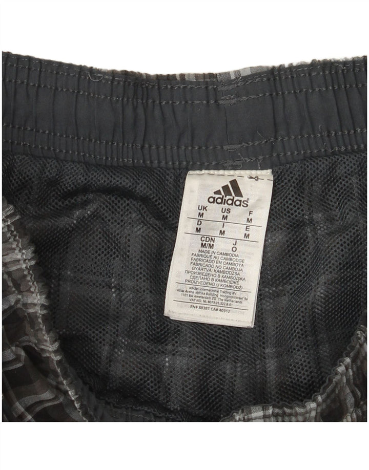 Pantaloni scurți sport Adidas pentru bărbați, poliester cu carouri medii, negru