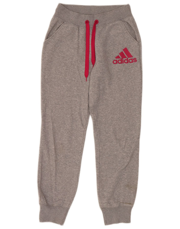 Pantaloni de trening cu grafic pentru femei Adidas Joggeri UK 4/6 XS bumbac gri