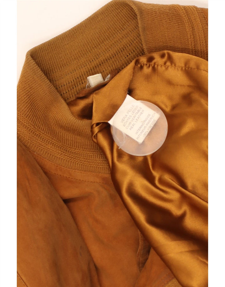 Bomber vintage pentru bărbați din piele intoarsa UK 40 mare, maro, din piele