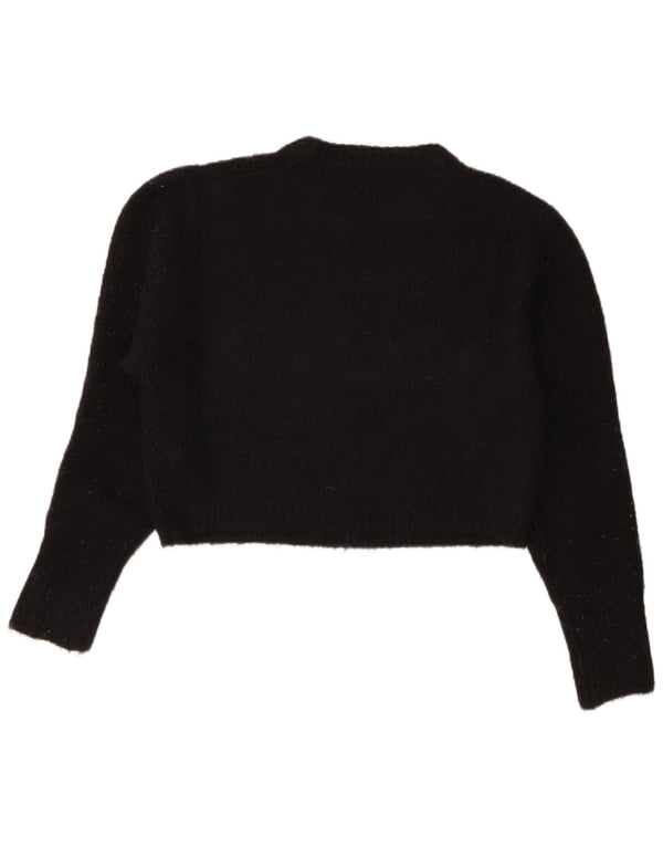 Pulover pentru femei Zara Crop Crew Gate UK 14 Medium Black Acrilic