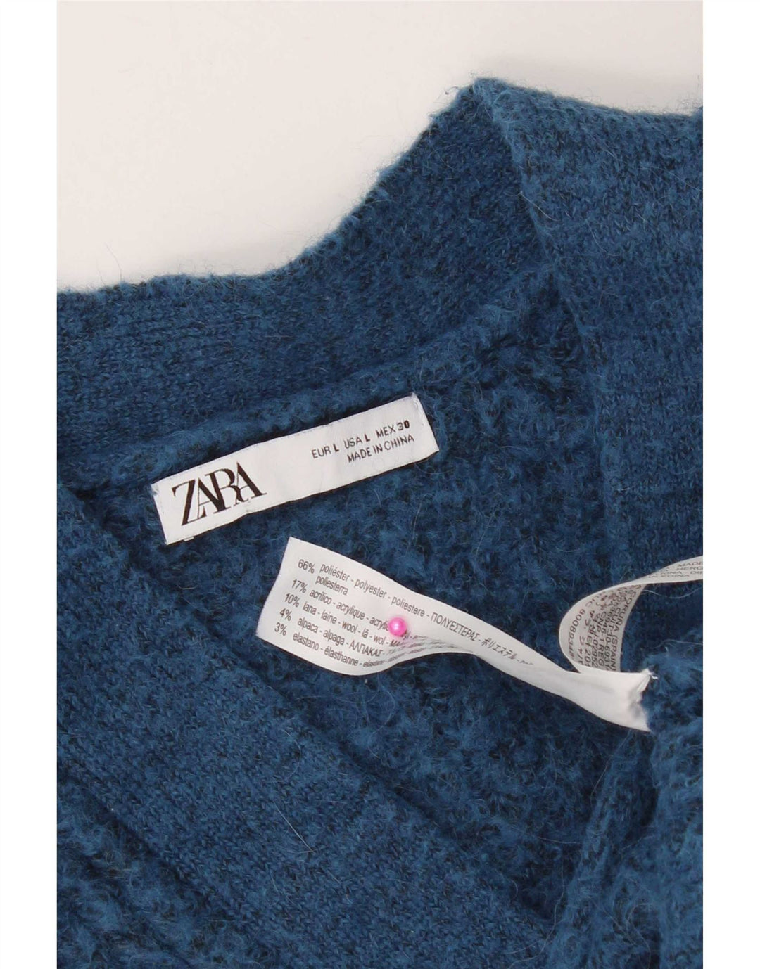 Pulover cardigan supradimensionat pentru femei Zara UK 16 Poliester albastru mare