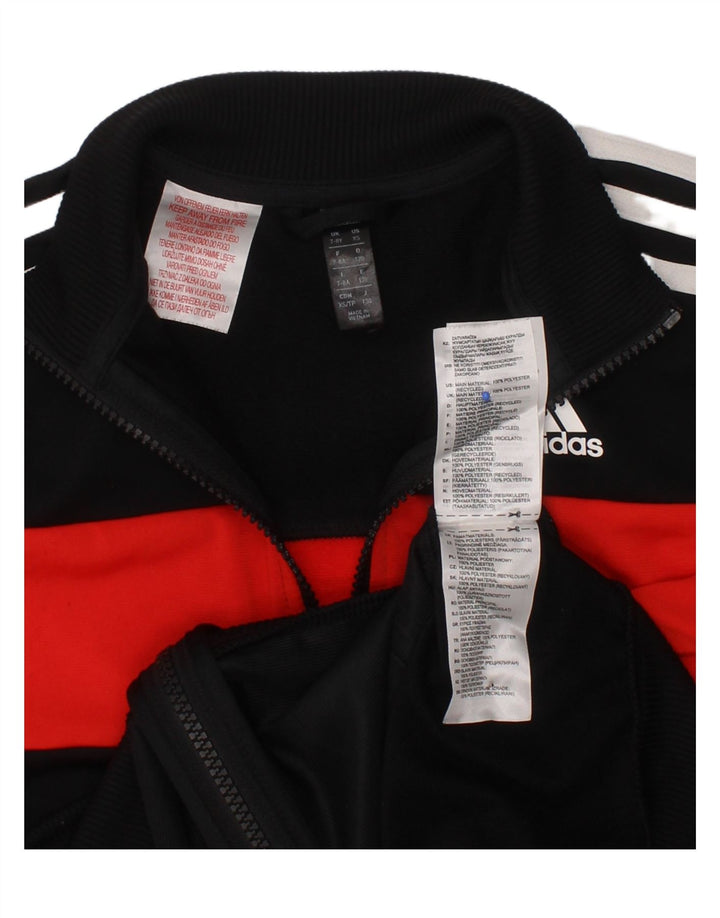 ADIDAS Boys Tracksuit Top Jacket 7-8 Years Black Colourblock Polyester Vintage Adidas and Second-Hand Adidas from Messina Hembry 