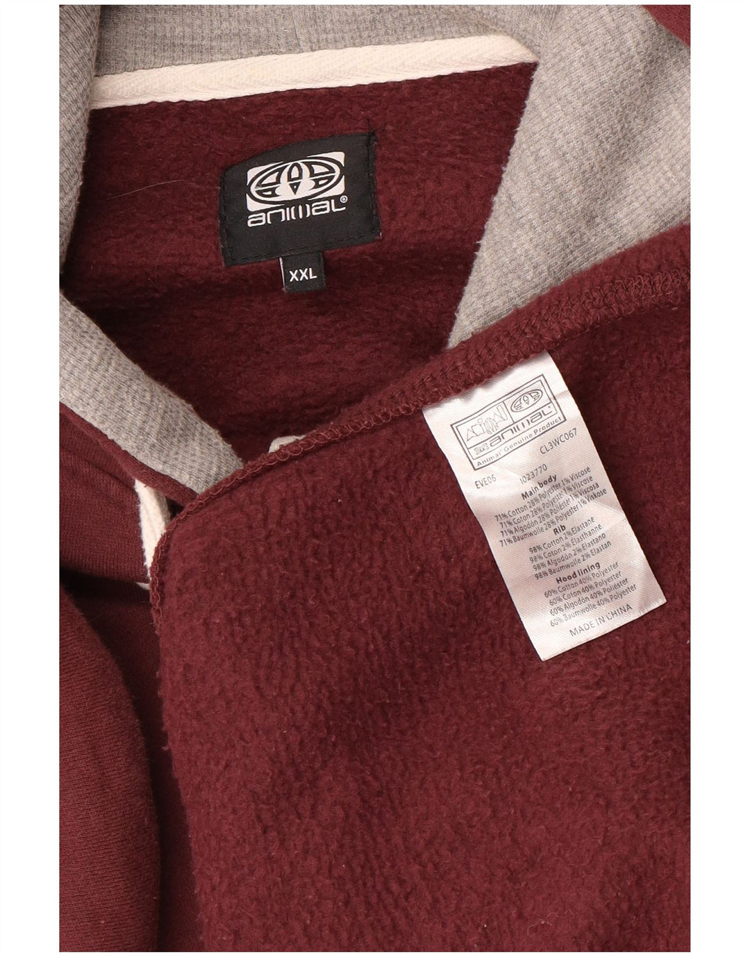 ANIMAL Pulover cu glugă cu fermoar grafic pentru bărbați, bumbac maro 2XL