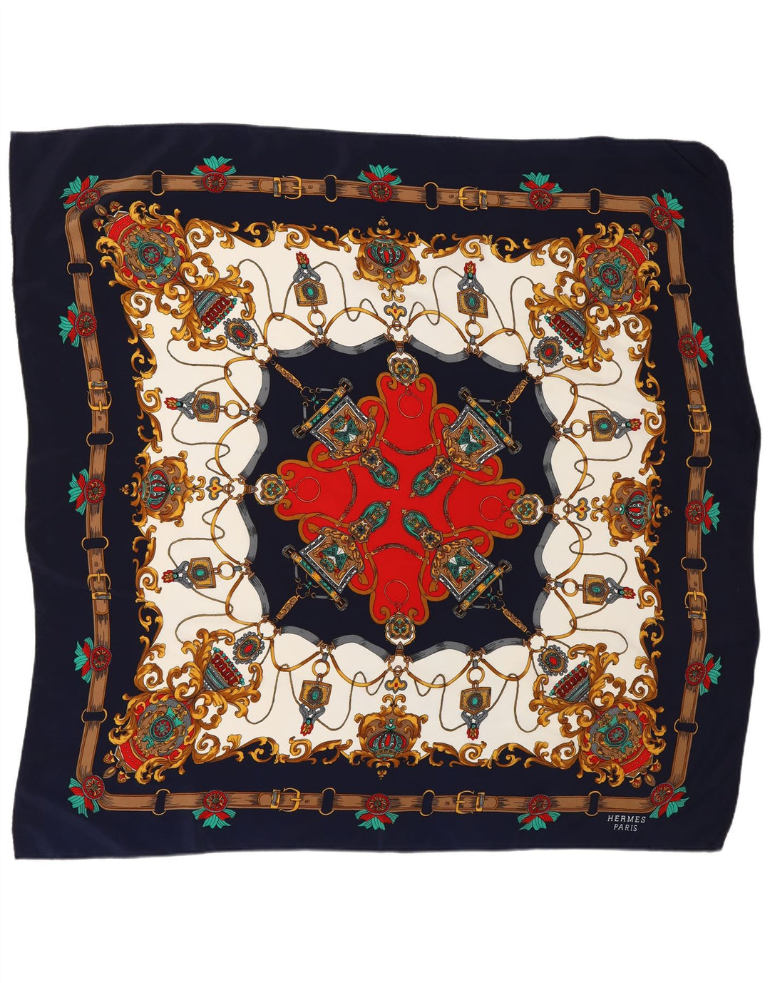 Eșarfă pătrată HERMES pentru femei cu model abstract, mărime unică, multicoloră