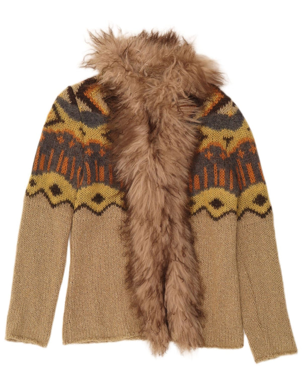 Pulover cardigan deschis pentru femei Penny Black UK 12 Medium Bej Geometric