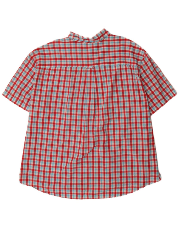 Cămașă cu mânecă scurtă mare pentru bărbați Chaps, cu ajustare normală, 4XL, bumbac vichy roșu