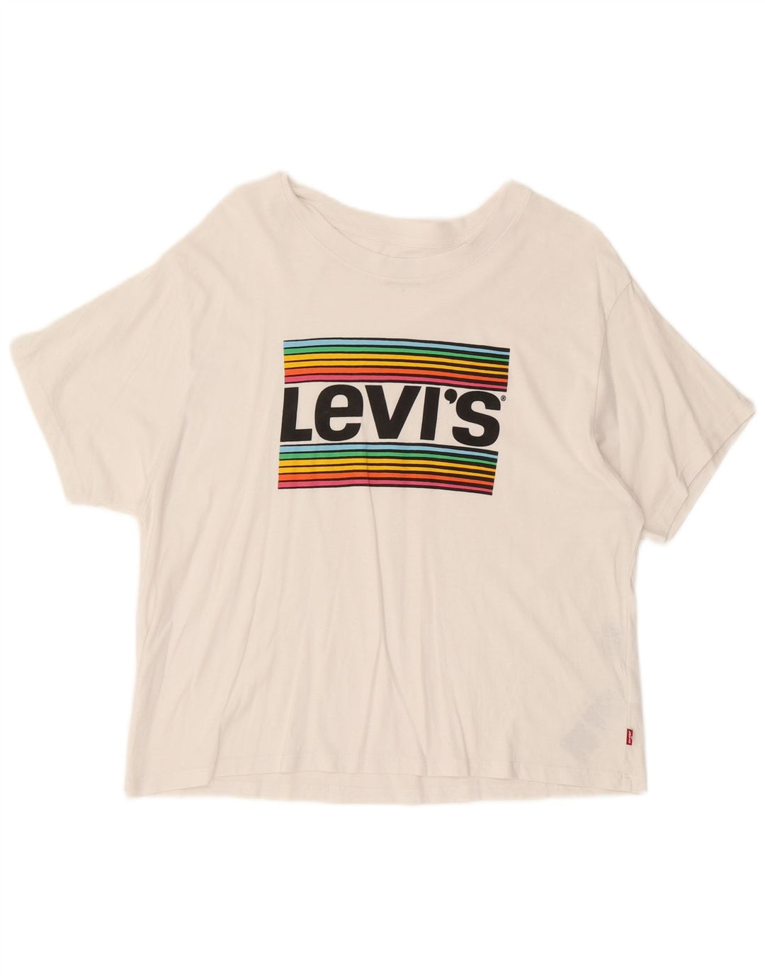 LEVI'S Womens Crop Graphic T-Shirt Top UK 14 Medium White Cotton