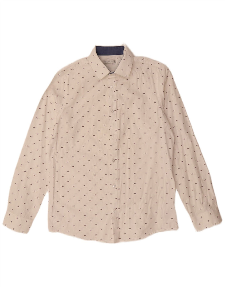 JOHN ROCHA Boys Shirt 13-14 Years White Spotted Cotton