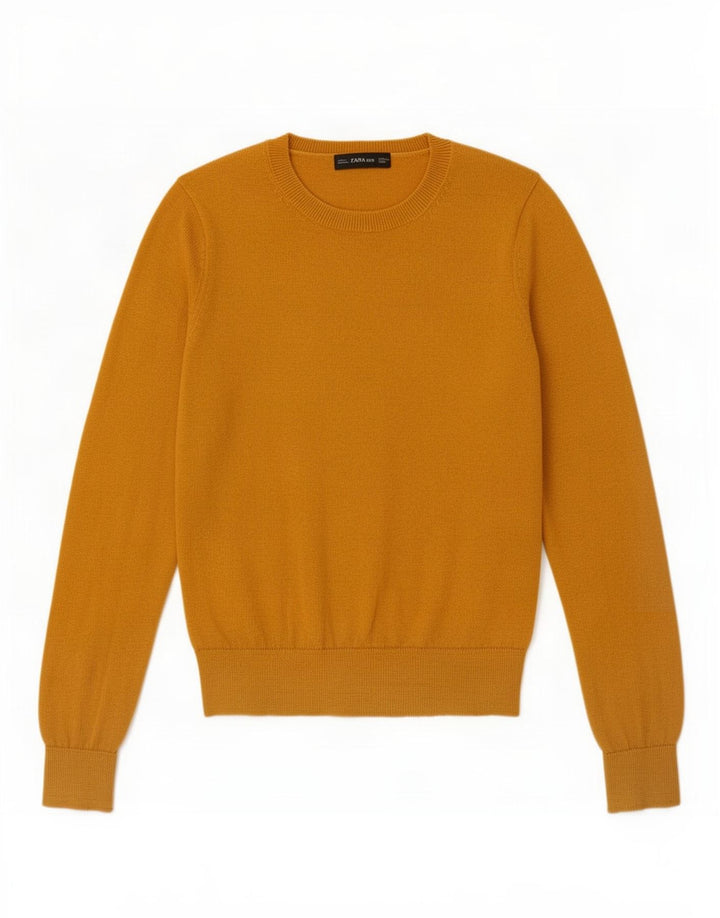 Pulover pentru femei Zara Crop Crew Gate UK 10 Poliester galben mic