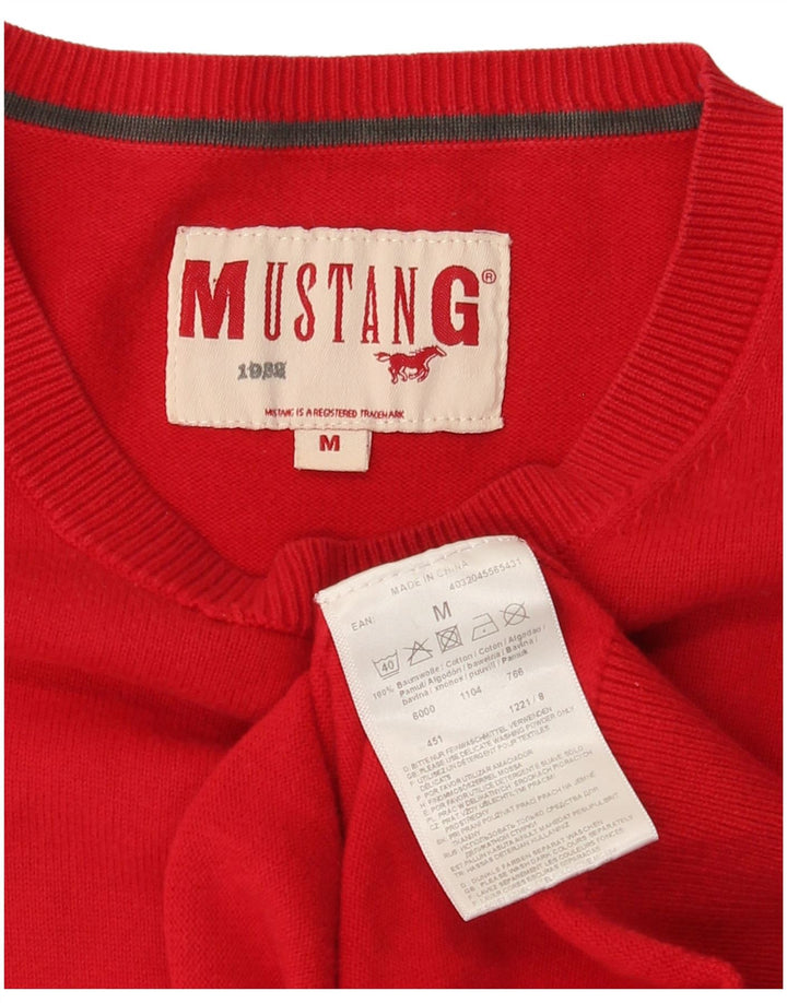 Pulover pentru bărbați Mustang cu gât roșu mediu din bumbac